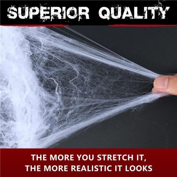 900 sqft White Spider Webs Halloween Party Decorations Bonus with 30 Fake Spider - Picture 3 of 6